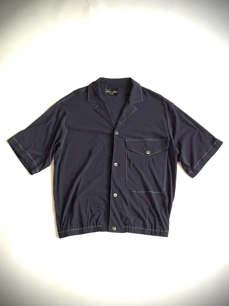 HAVERSACK  強撚シアー天竺ナローラペル半袖シャツ 812601  59 NAVY
