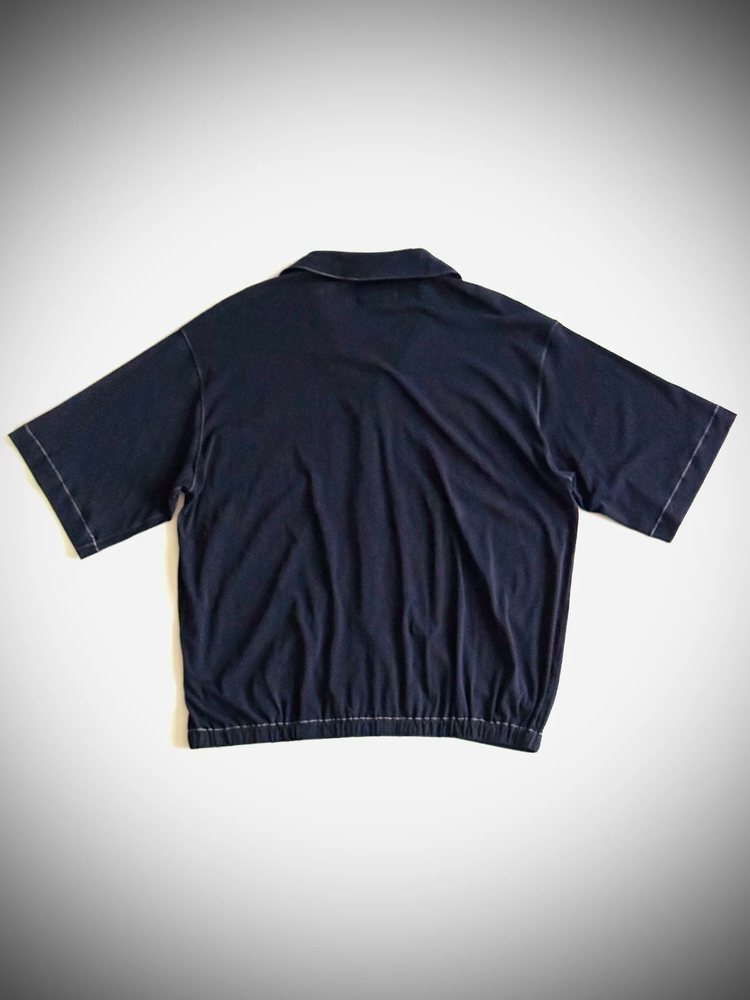 HAVERSACK  強撚シアー天竺ナローラペル半袖シャツ 812601  59 NAVY