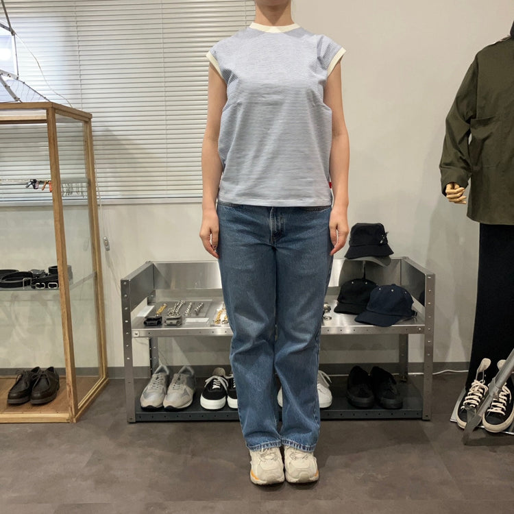 Healthknit / ナローボーダー　スリーブレス NATURAL*BLUE