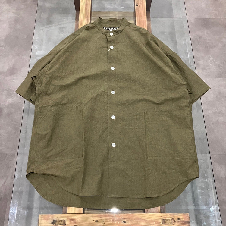 HAVERSACK / C/Lタイプライター　バンドカラーシャツ KHAKI