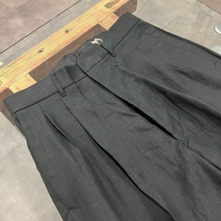 HAVERSACK / ハイウエスト２プリーツワイドパンツ BLACK