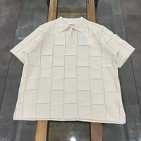 COOHEM / LINKS CHECK KNIT PULLOVER ECRU