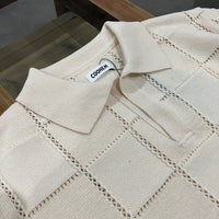 COOHEM / LINKS CHECK KNIT PULLOVER ECRU 