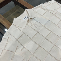 COOHEM / LINKS CHECK KNIT PULLOVER ECRU