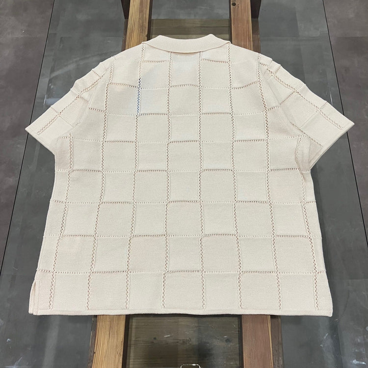COOHEM / LINKS CHECK KNIT PULLOVER ECRU 