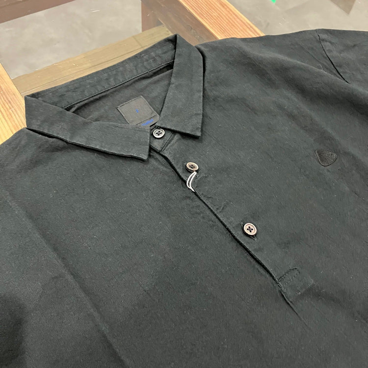 maillot / linen rich polo shirt-Tee BLACK 