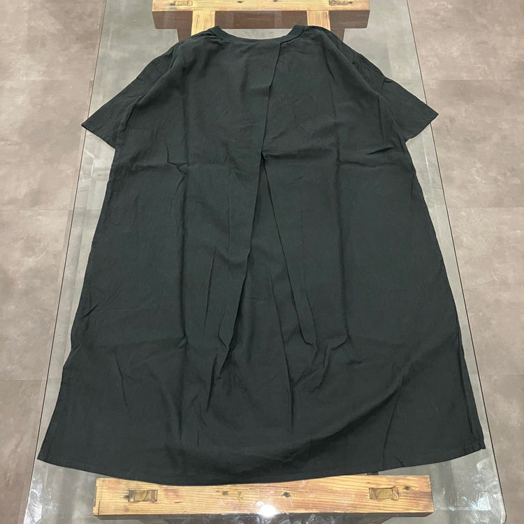 maillot / linen rich back tuck half sleeve shirt-OP BLACK 