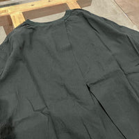 maillot / linen rich back tuck half sleeve shirt-OP BLACK 