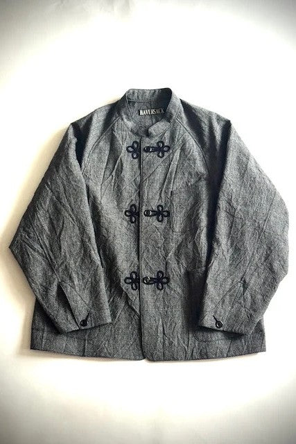 HAVERSACK Twisted Heather Wool Linen Check Stand Collar Jacket 472623