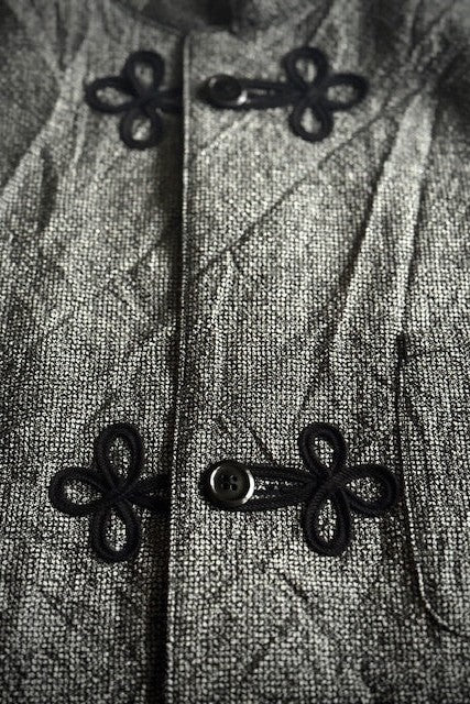 HAVERSACK Twisted Heather Wool Linen Check Stand Collar Jacket 472623