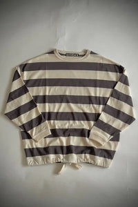 HAVERSACK  40/2度詰天竺ボーダーロングTシャツ 412620 OFF GRAY
