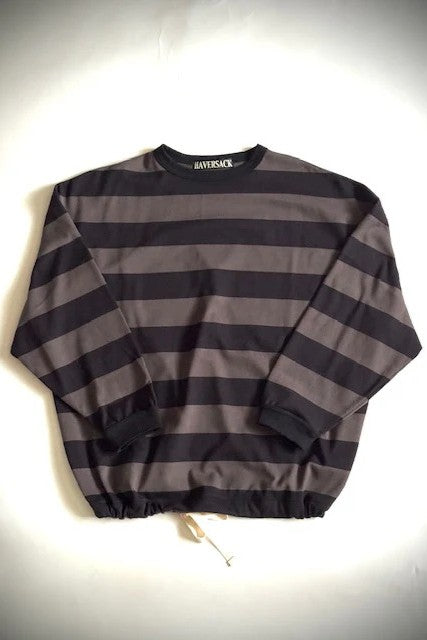 HAVERSACK  40/2度詰天竺ボーダーロングTシャツ 412620 CHARCOAL BLACK