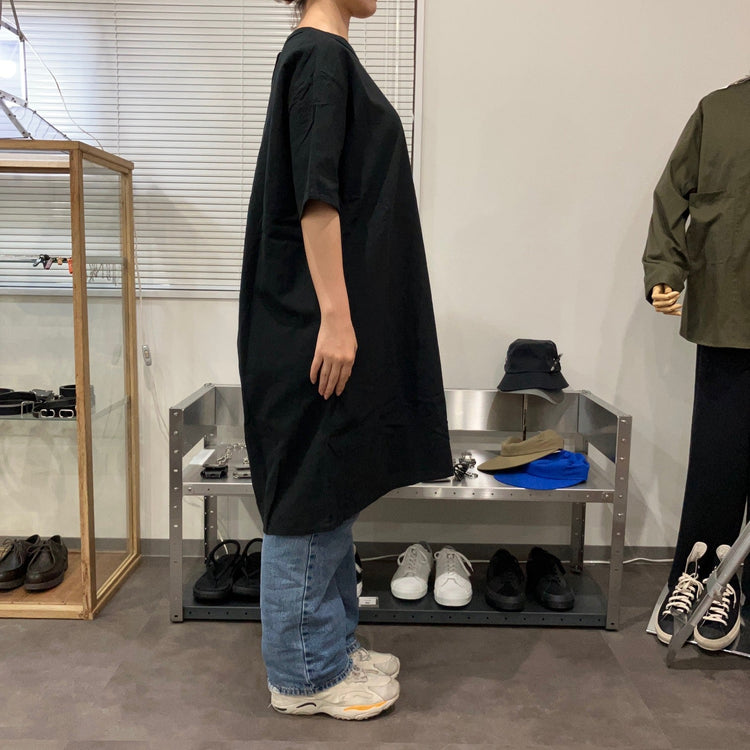 maillot / linen rich back tuck half sleeve shirt-OP BLACK 