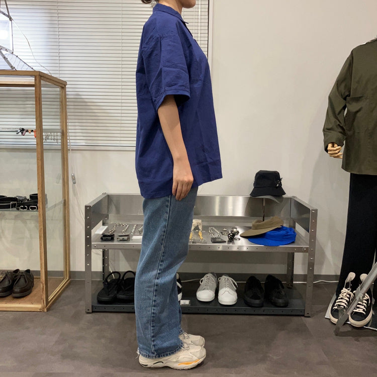 maillot / linen rich polo shirt-Tee NAVY