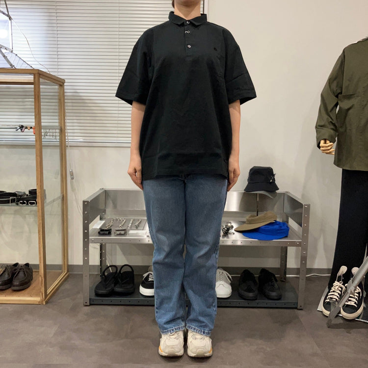 maillot / linen rich polo shirt-Tee BLACK