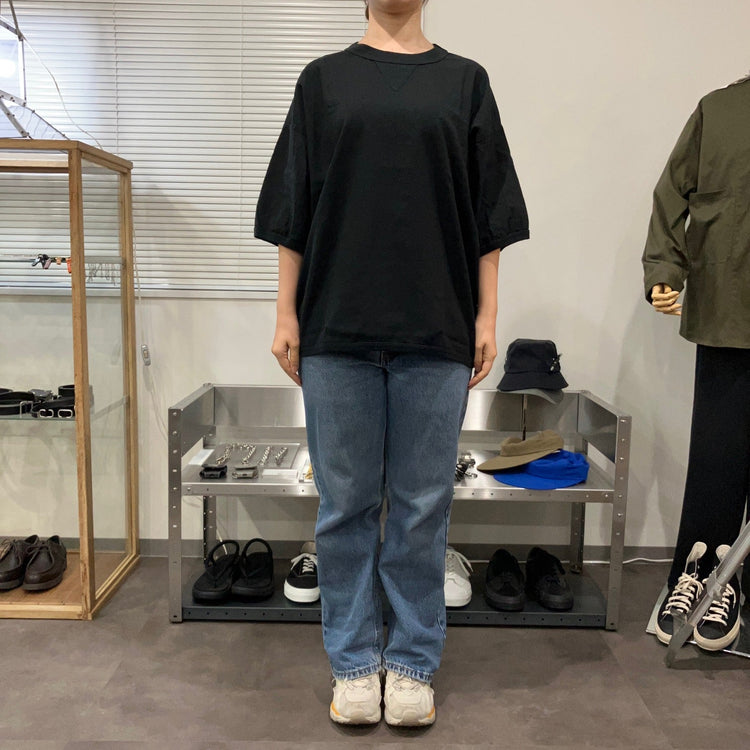 maillot / linen rich big sweat shirt-Tee BLACK