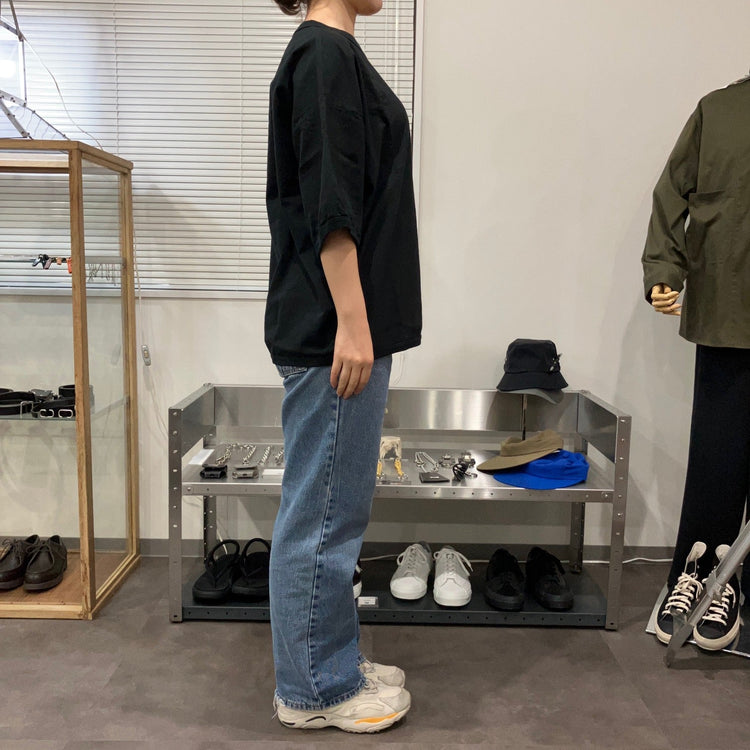 maillot / linen rich big sweat shirt-Tee BLACK