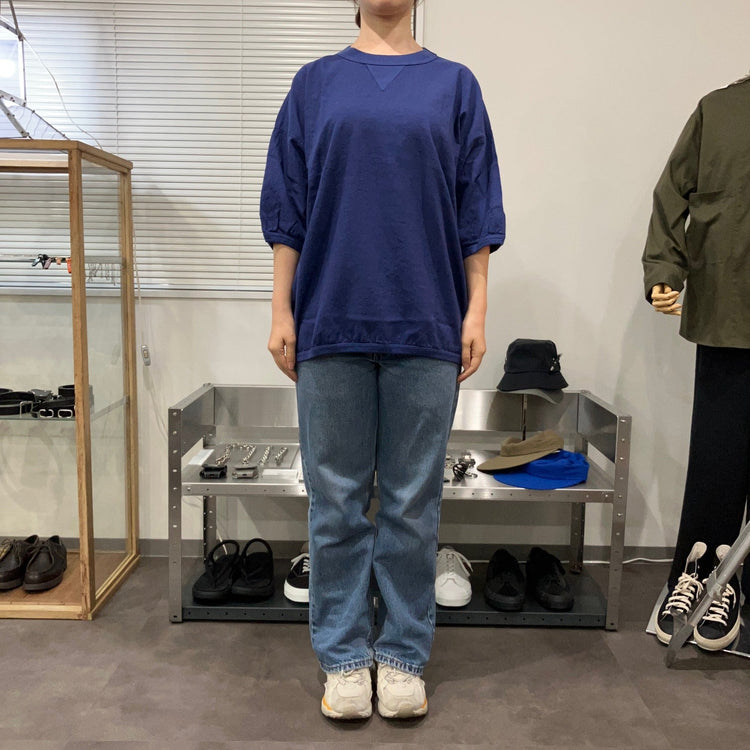 maillot / linen rich big sweat shirt-Tee NAVY 