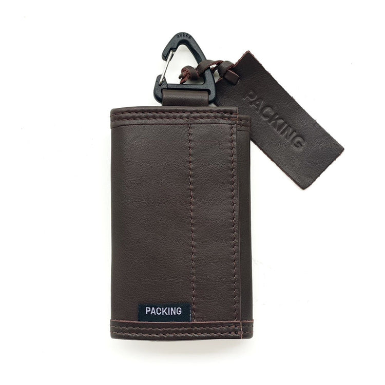 PACKING/ LEATHER COMPACT WALLET BROWN
