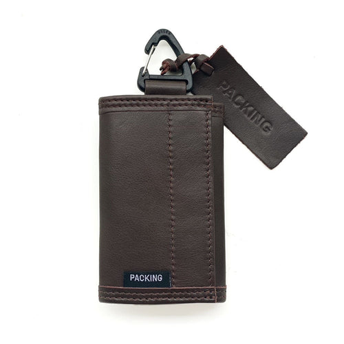 PACKING/ LEATHER COMPACT WALLET BROWN