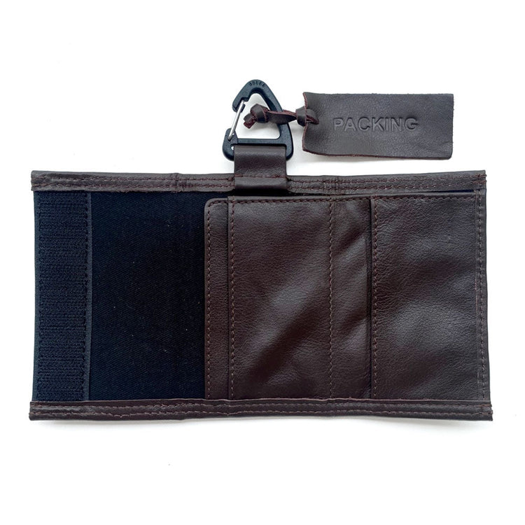 PACKING/ LEATHER COMPACT WALLET BROWN