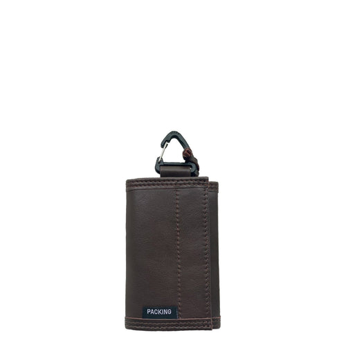 PACKING/ LEATHER COMPACT WALLET BROWN