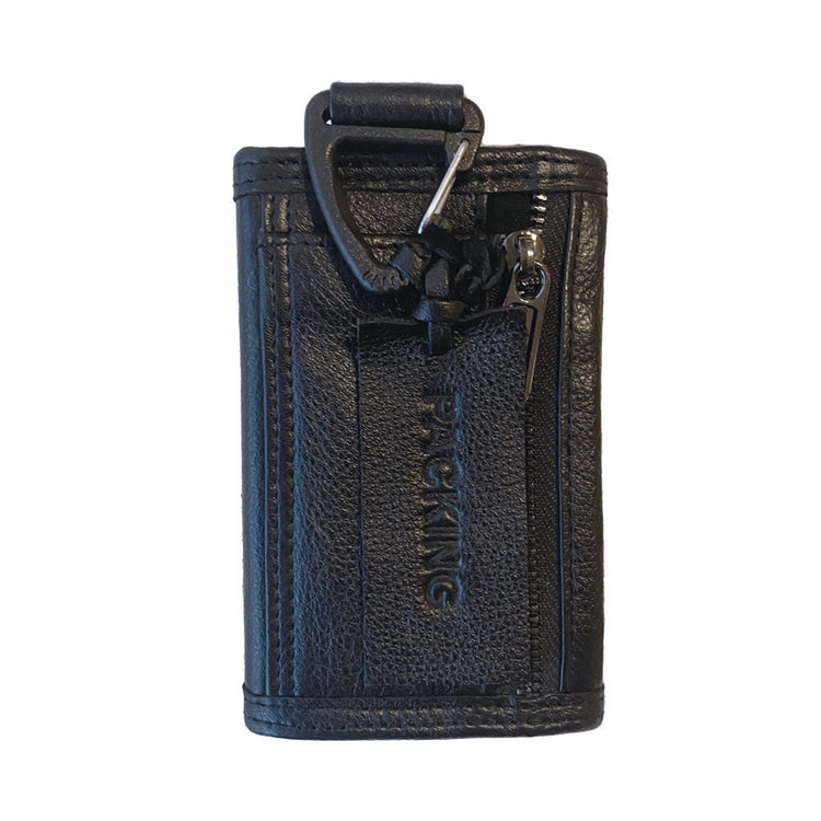 PACKING/ LEATHER COMPACT WALLET BLACK