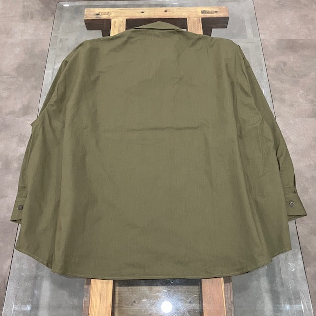 ARMY TWILL / Cotton/Polyester Plain Big Shirt KHAKI