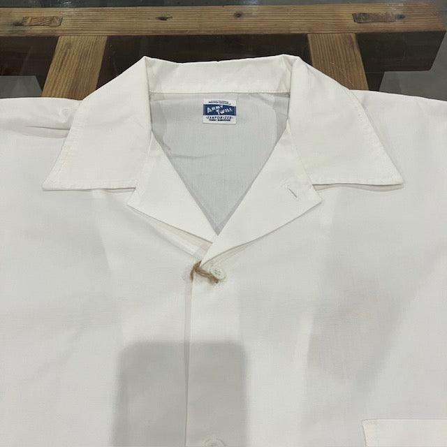 ARMY TWILL / Cotton/Polyester Plain Big Shirt WHITE