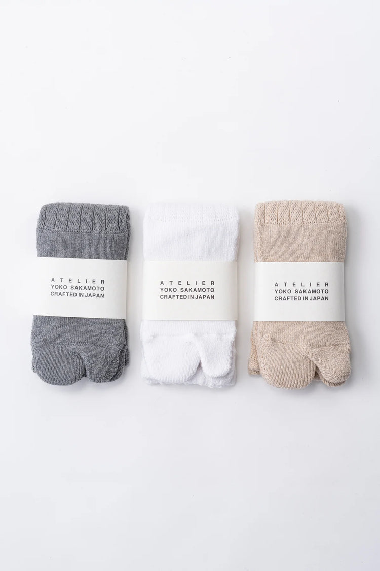 YOKO SAKAMOTO COTTON TABI PILE SOCKS BLACK