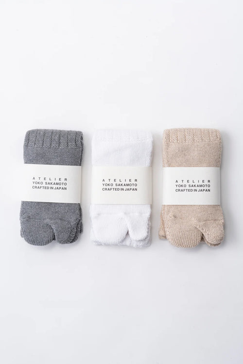 YOKO SAKAMOTO COTTON TABI PILE SOCKS BLACK
