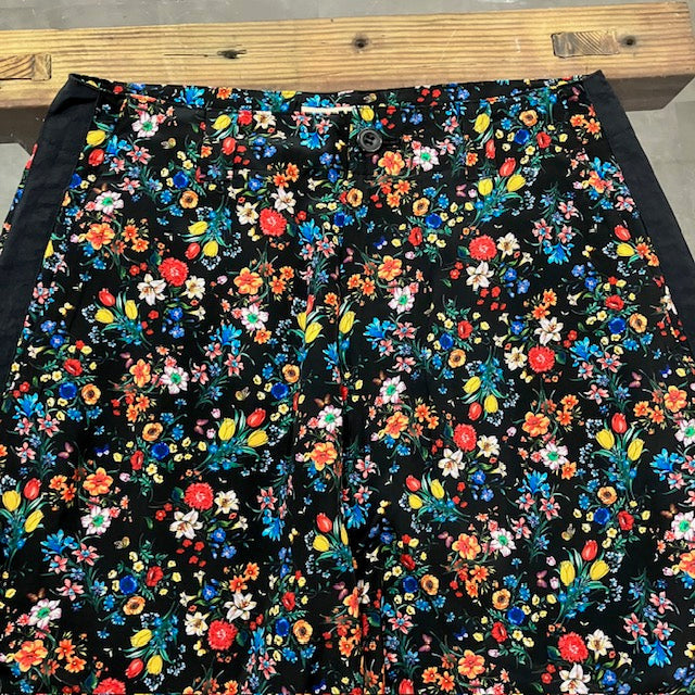 MEYAME  SIDE LINE WIDE PANTS  (FLOWER)  BLACK