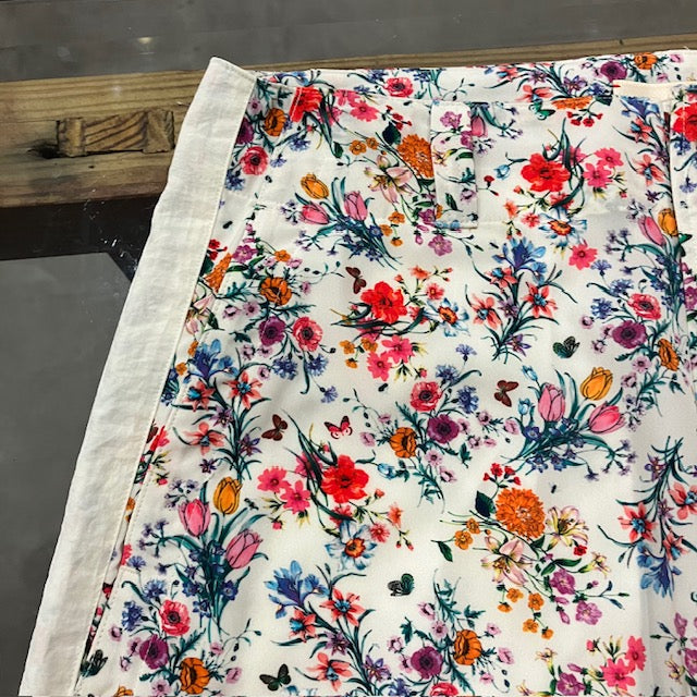 MEYAME  SIDE LINE WIDE PANTS  (FLOWER)  WHITE