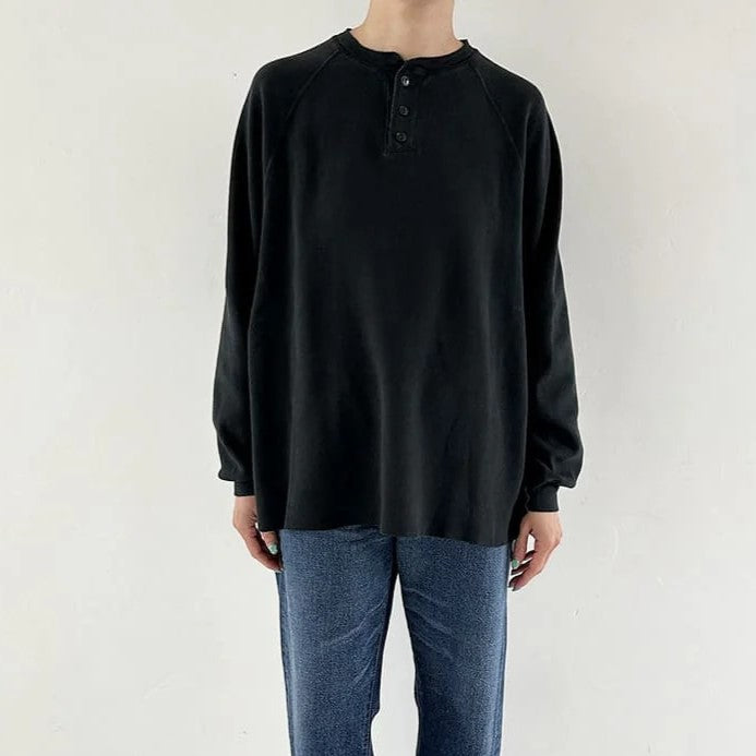 REMI RELIEF WタックヘンリーネックロンT  BLACK