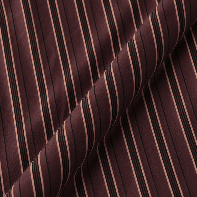 KANEMASA PHIL / 46G Atmosphere Stripe Shirt BROWN(Rustic Brown)