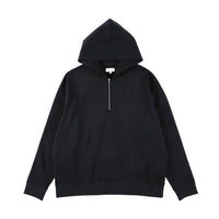 KANEMASA PHIL 28G Cupro Half Zip Hoodie BLACK(Night Black)