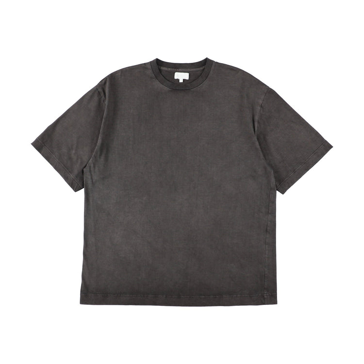 KANEMASA PHIL / 36G Low Twist Garment Dye S/S Tee CHARCOAL PIGMENT