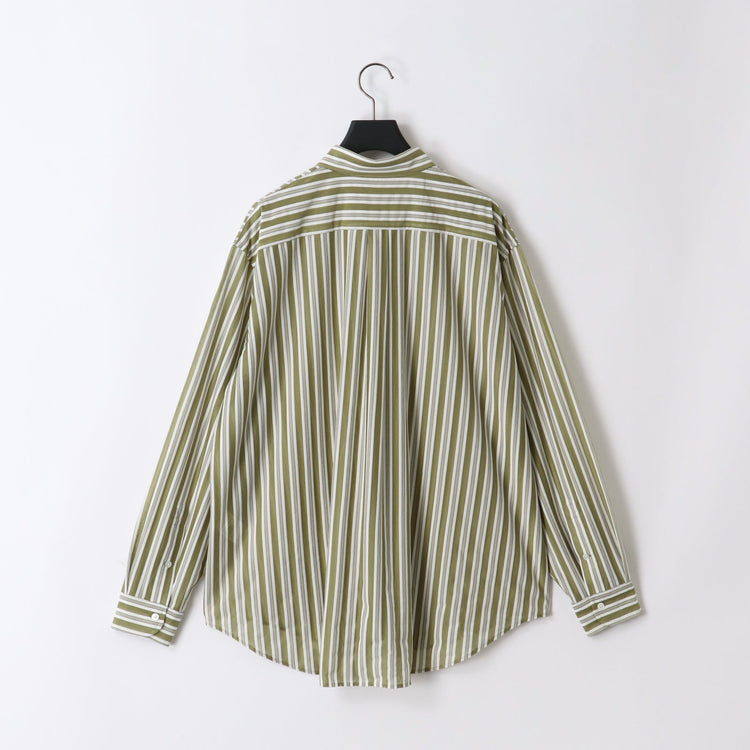 KANEMASA PHIL / 46G Atmosphere Stripe L/S Shirt GREEN GRAY