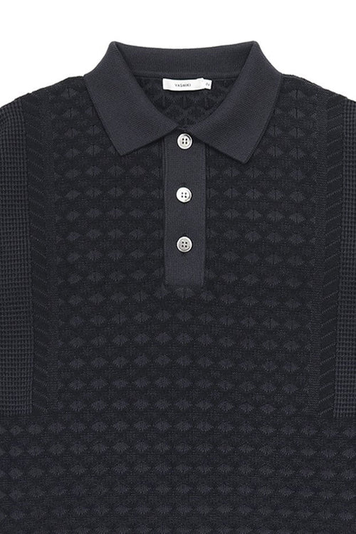 YASHIKI YSK-25AW-KN06 Rikka Knit Polo (Rokka) NAVY