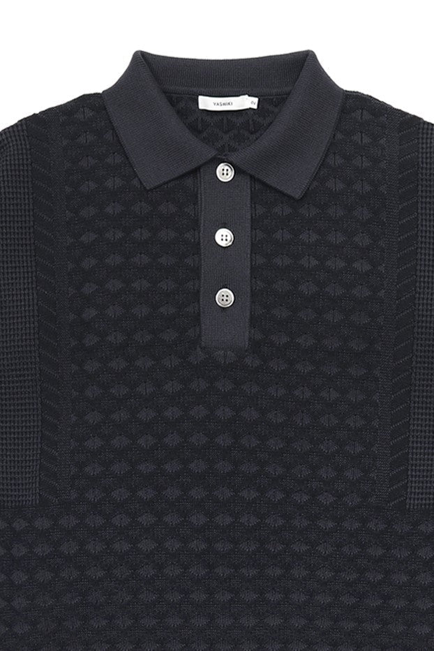 YASHIKI  YSK-25AW-KN06    Rikka Knit Polo（六花） NAVY