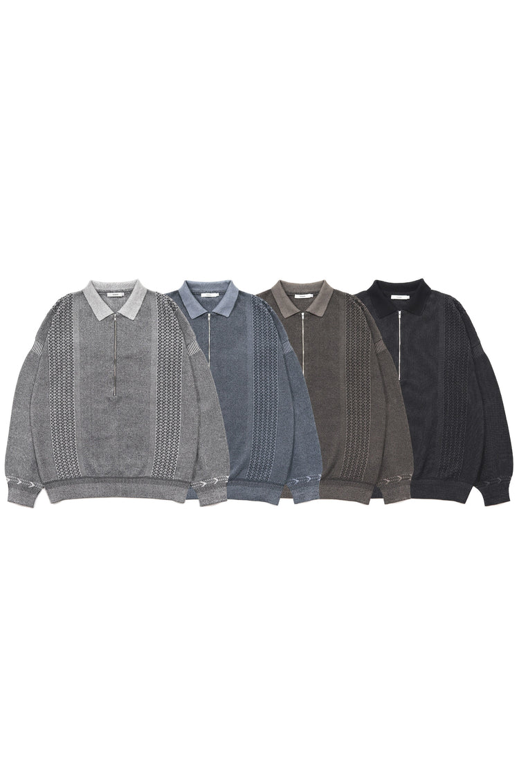 YASHIKI   Kanto ZIp Polo（款冬）YSK-26SS-KN06 BLACK