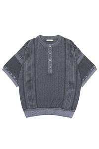 YASHIKI Ryokufu Henley Knit (Green Wind) YSK-26SS-KN13 BLUE