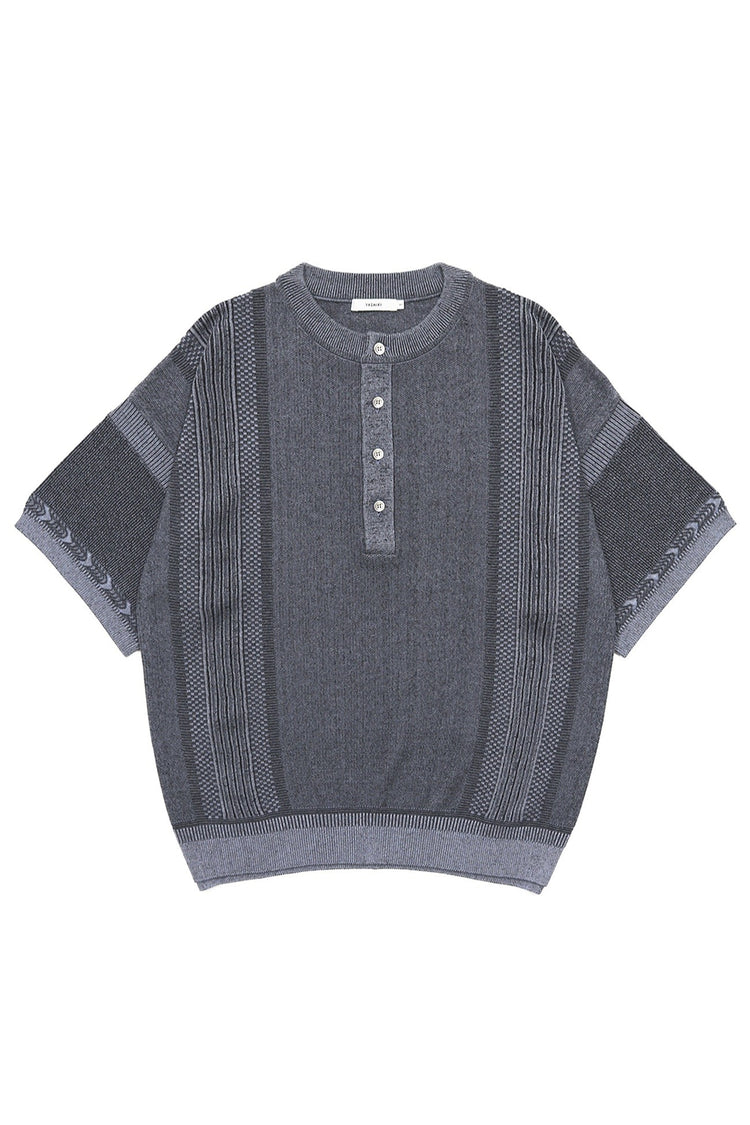 YASHIKI Ryokufu Henley Knit (Green Wind) YSK-26SS-KN13 BLUE