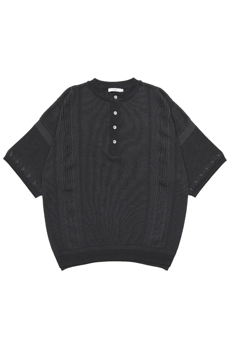 YASHIKI Ryokufu Henley Knit (Green Wind) YSK-26SS-KN13 BLACK