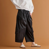 HAVERSACK / 塩縮サテン　オーバーパンツ BLACK