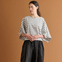 HAVERSACK / Jersey Border Poncho-Style Basque Shirt GRAY*BLUE