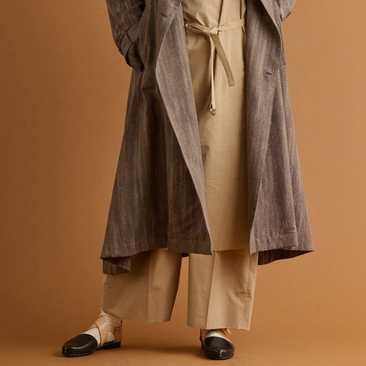 HAVERSACK / 120/2 Chambray High-Waisted Wide Pants BEIGE