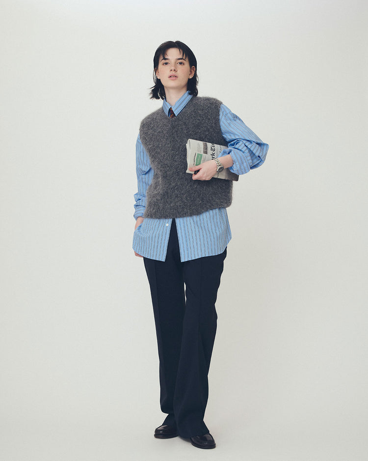 THE SHINZONE  STRIPED UNCLE SHIRT 83 BLUE