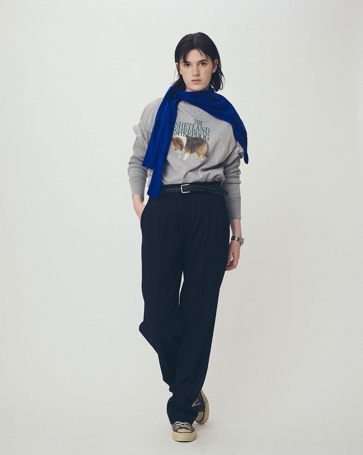 THE SHINZONE  WASHABLE WOOL CHRYSLER PANTS 85 NAVY