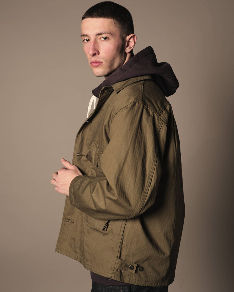 A VONTADE Naval Utility Jacket -Military Herinbone- #47 OLIVE